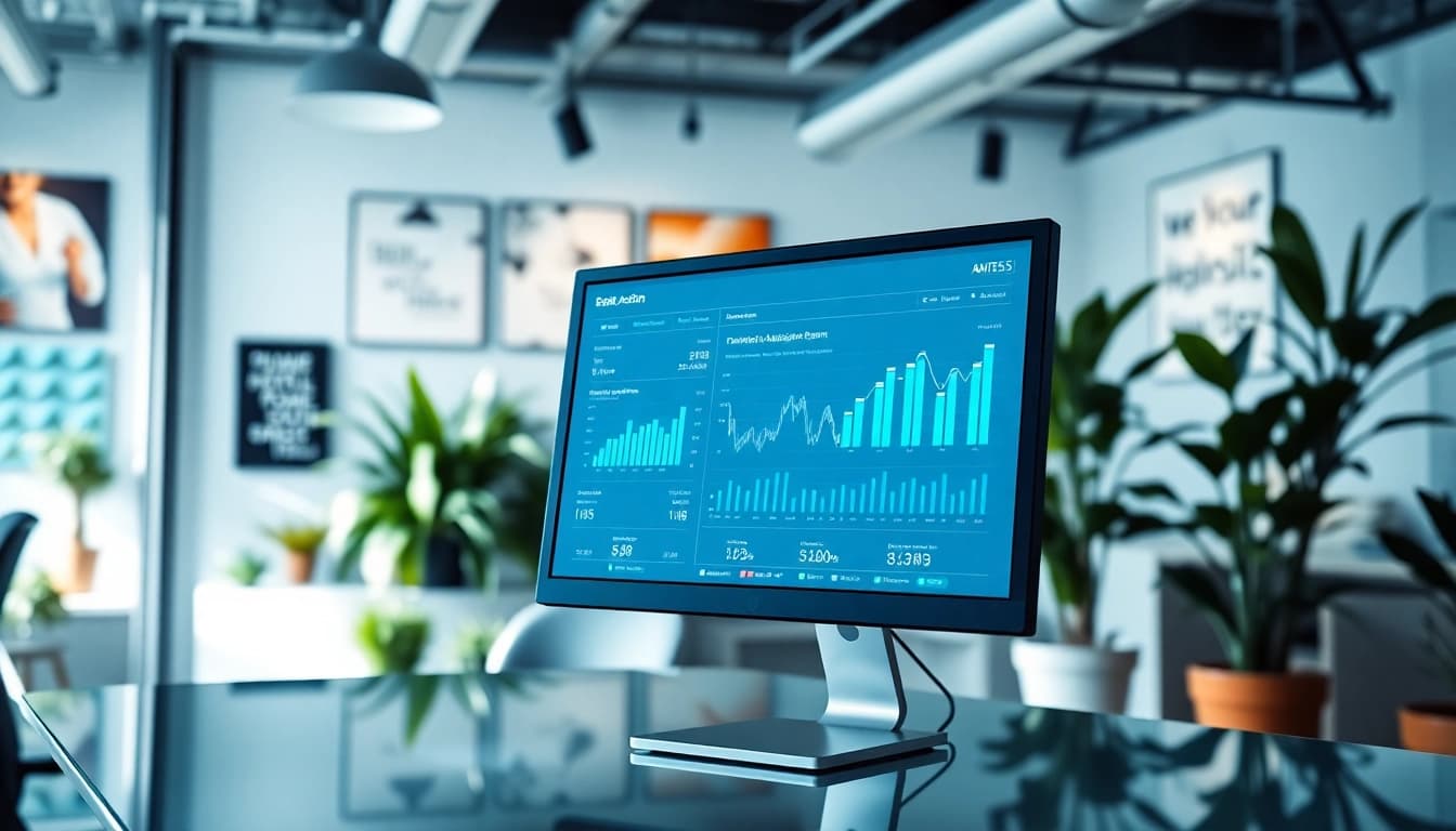 Engaging illustration of an enterprise assistant saas platform in a modern workspace.