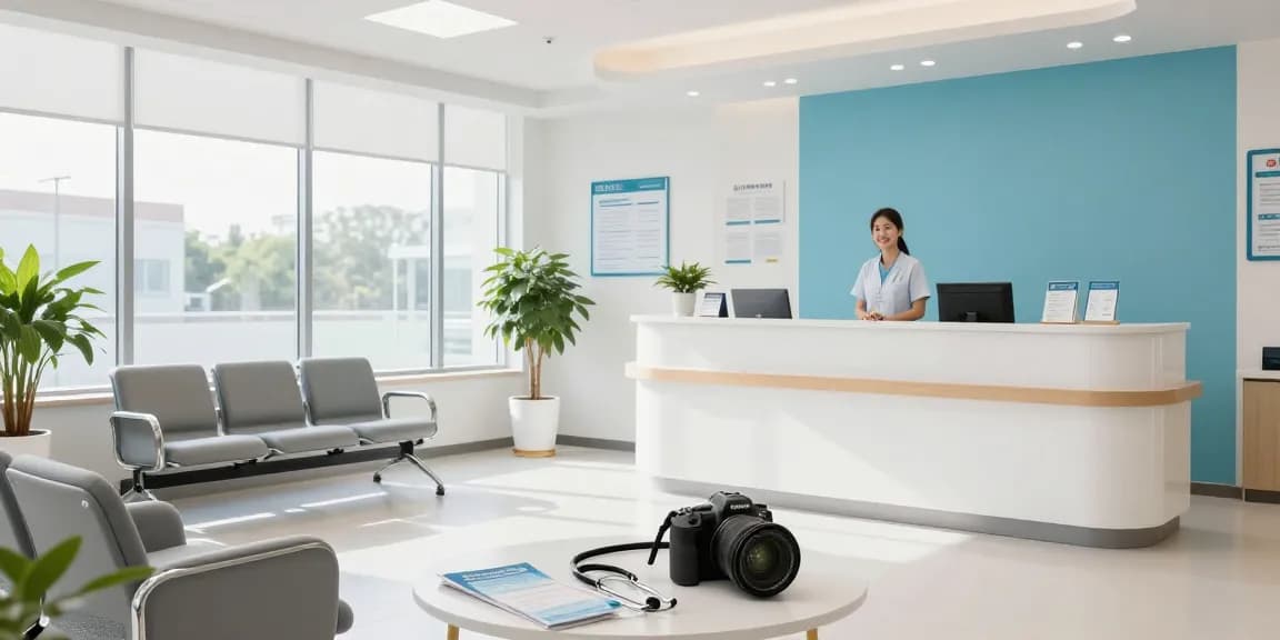 Health insurance tax forms visualized in a welcoming clinic setting, emphasizing compassionate patient care and expert guidance.