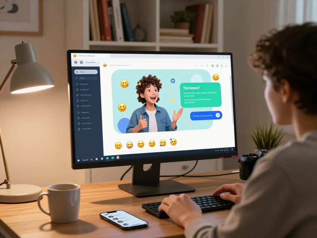 Engaging nsfw ai chat experience on a stylish desktop setup with animated interface.
