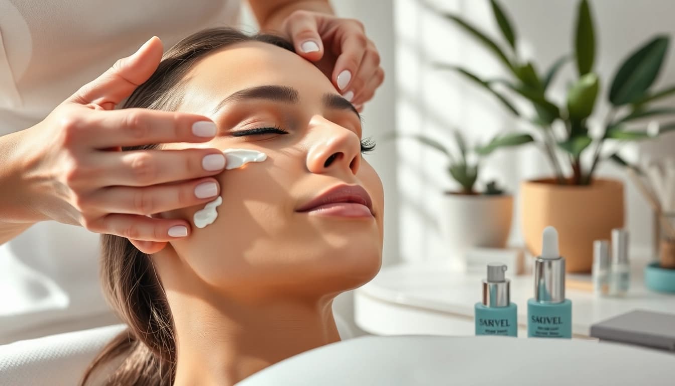 Aesthetician applying a chemical peel in a professional setting in Queens NY for skincare rejuvenation.