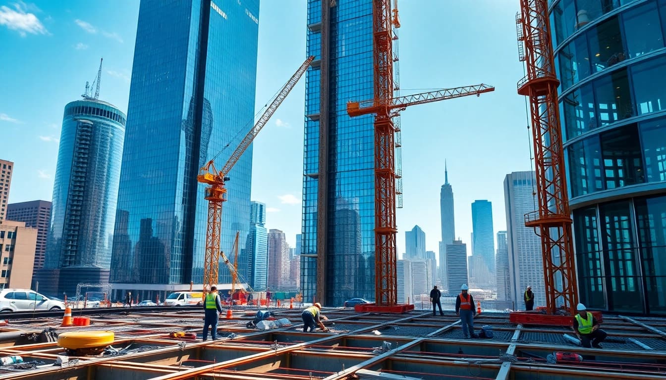 Showcasing a New York City Commercial General Contractor working diligently at a construction site.
