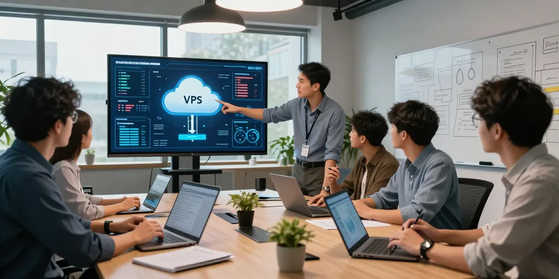 Team collaborating on rokok88 link alternatif cloud VPS solutions in a modern office.