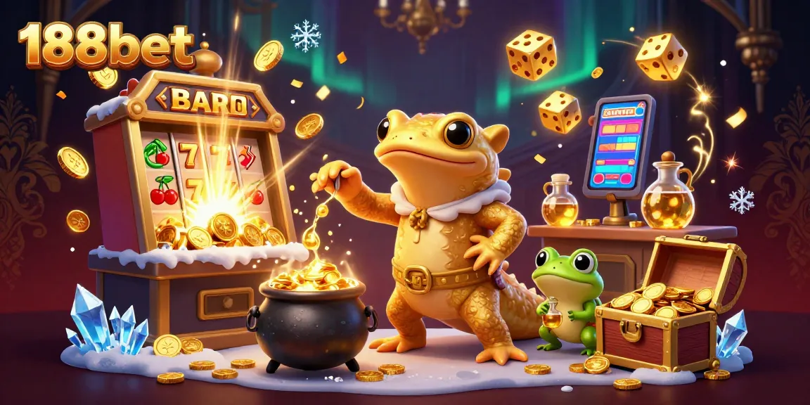 Engage with 188bet’s golden alchemist and his magical treasures in a vibrant casino scene.