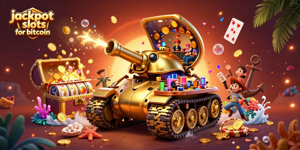 Play immersive jackpot slots for bitcoin with vibrant casino elements and dynamic characters.