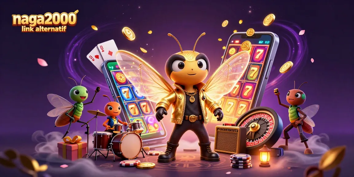 Putaran slot gacor di naga2000 link alternatif dengan cicada rock star dan beetle drummer dalam ilustrasi 3D