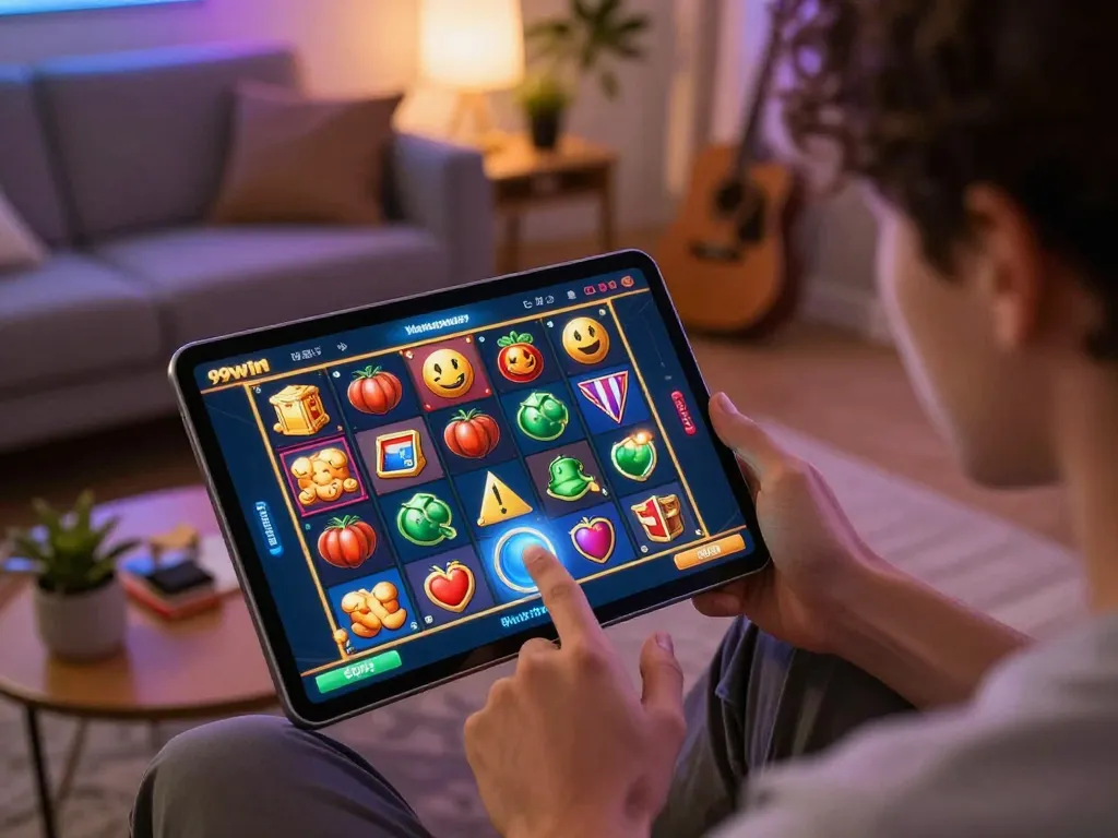 Experience the thrill of winning with 99win through mobile slot gameplay from home.