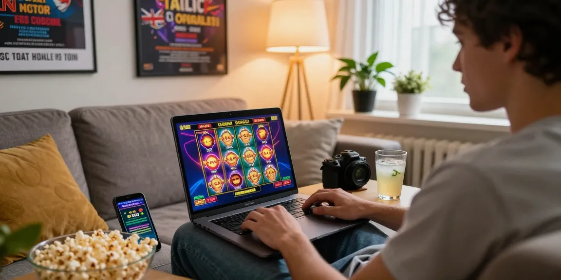 Exciting online casino gaming at home with vibrant setting on https://rcnhca.org.uk showcasing a player engaging with non-UK casino platforms.