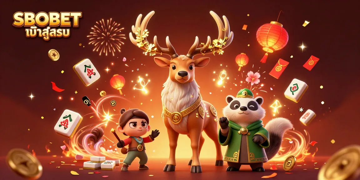 SBOBET เข้าสู่ระบบ engage with a vibrant 3D casino scene filled with magical elements and festive decorations.
