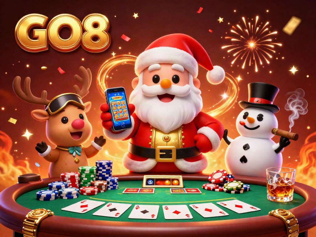 Experience the excitement of GO8 with Santa, poker chips, and festive celebrations!