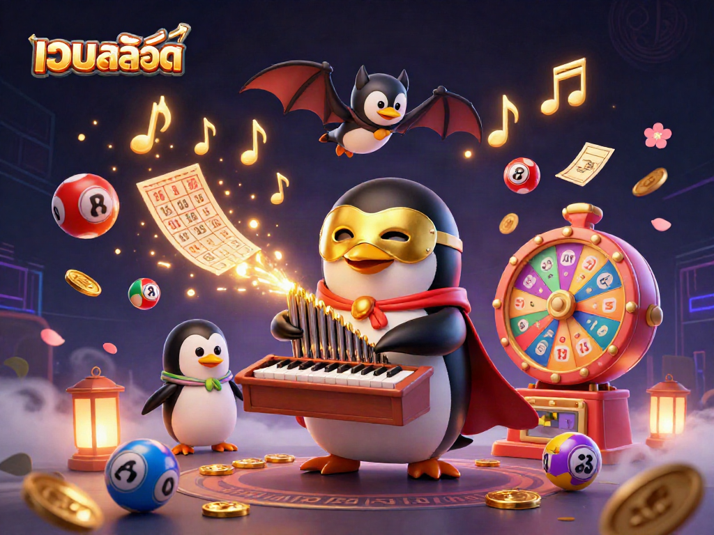 Experience the excitement of เว็บสล็อต with a vibrant 3D illustration capturing thrilling lottery elements.