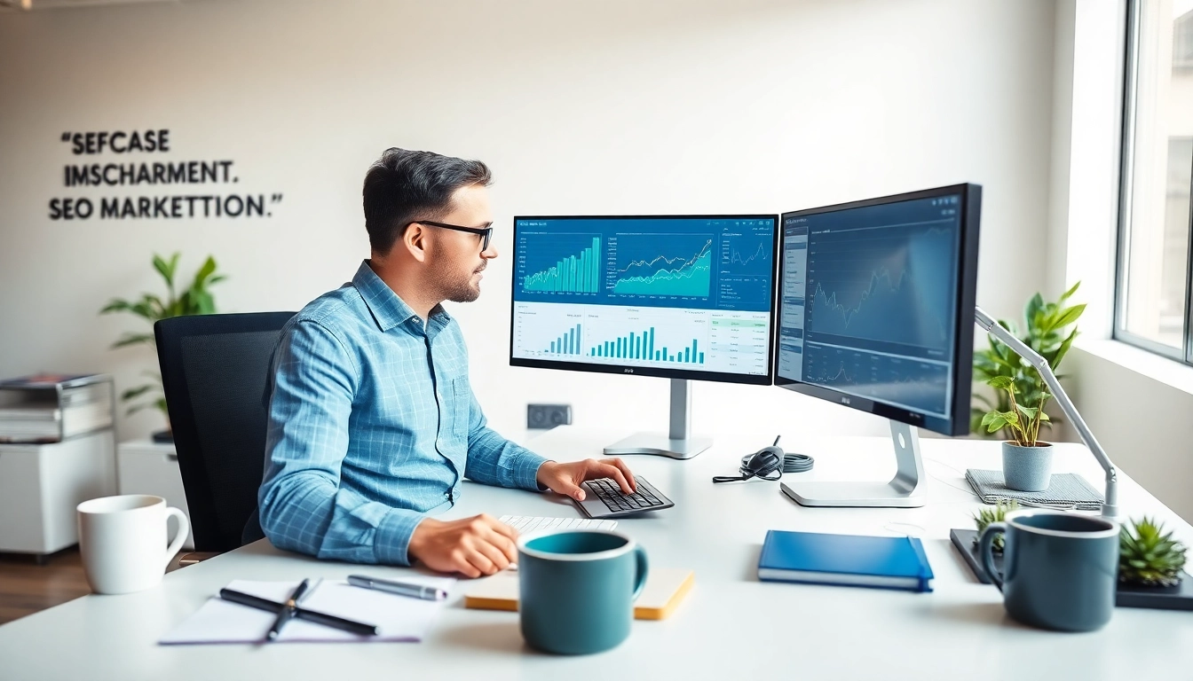 Analyzing SEO performance in a modern workspace with advanced analytics tools.