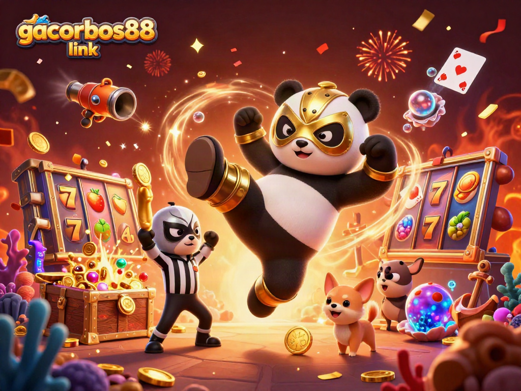 Engage with gacorbos88 link for thrilling casino action featuring a vibrant panda warrior.