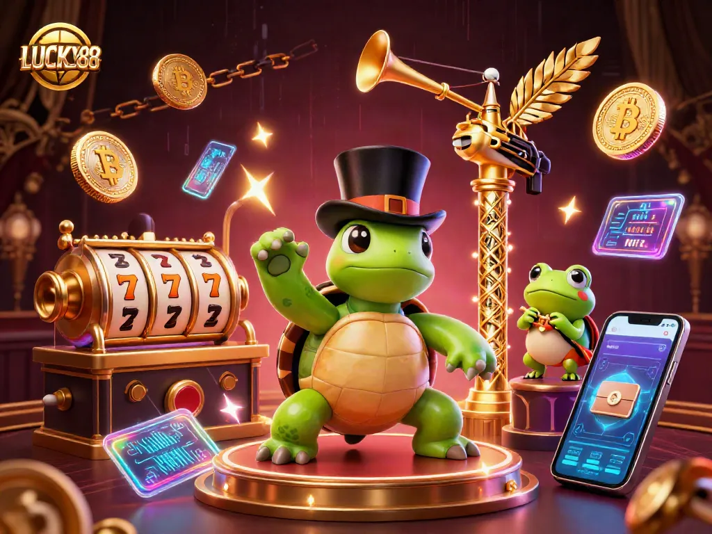 Engage your skills at LUCKY88 with this lively casino illustration showcasing exciting gaming elements.