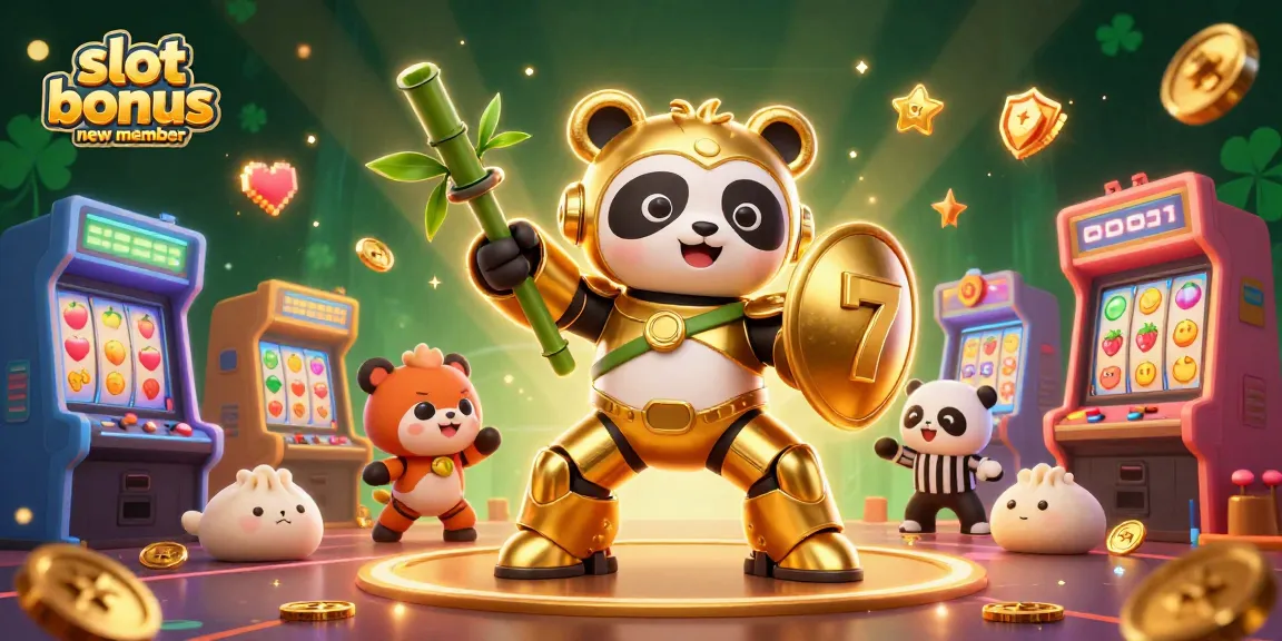 Engage with the exciting slot bonus new member offers among colorful 3D gaming machines and animated lucky symbols.