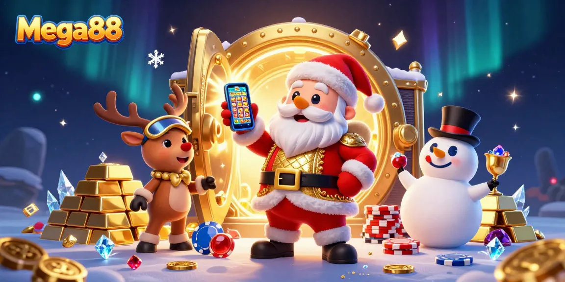 Slot mega88 menonjol pada ilustrasi kasino 3D yang meriah dengan berbagai elemen permainan dan kecerahan.
