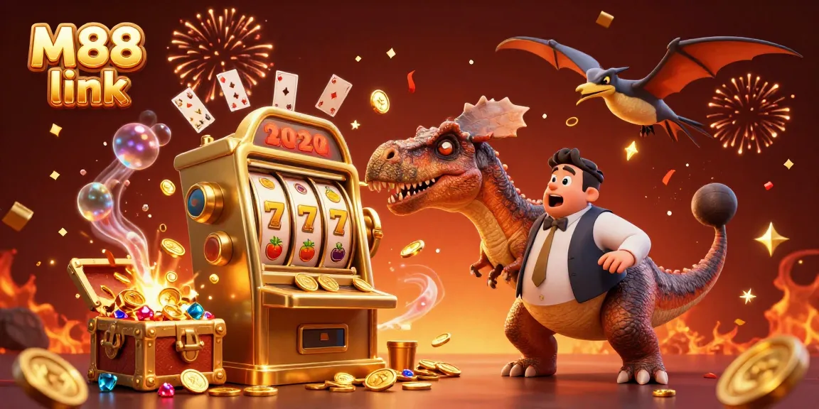 Engage with the M88 link through a dynamic casino scene featuring thrilling jackpot action and excitement.