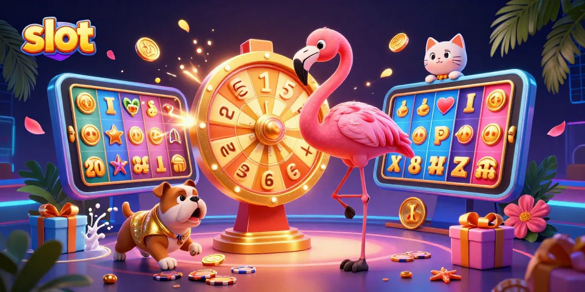 Spin the slot reels with excitement in this dynamic casino-themed illustration.
