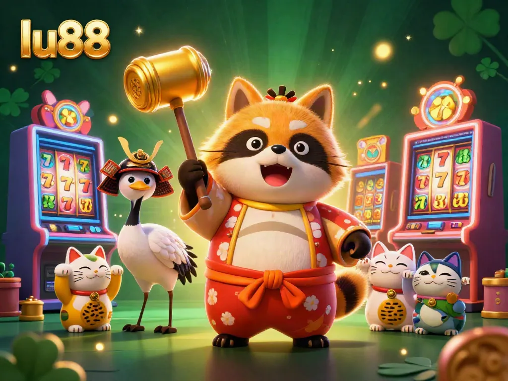 Experience thrilling gameplay at lu88 with lucky tanuki and vibrant casino elements in a colorful setting.