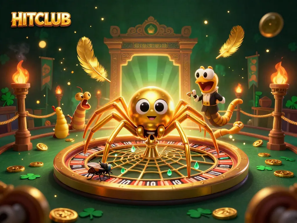 Win big with HITCLUB as the golden spider spins fortunes in a dynamic casino scene.