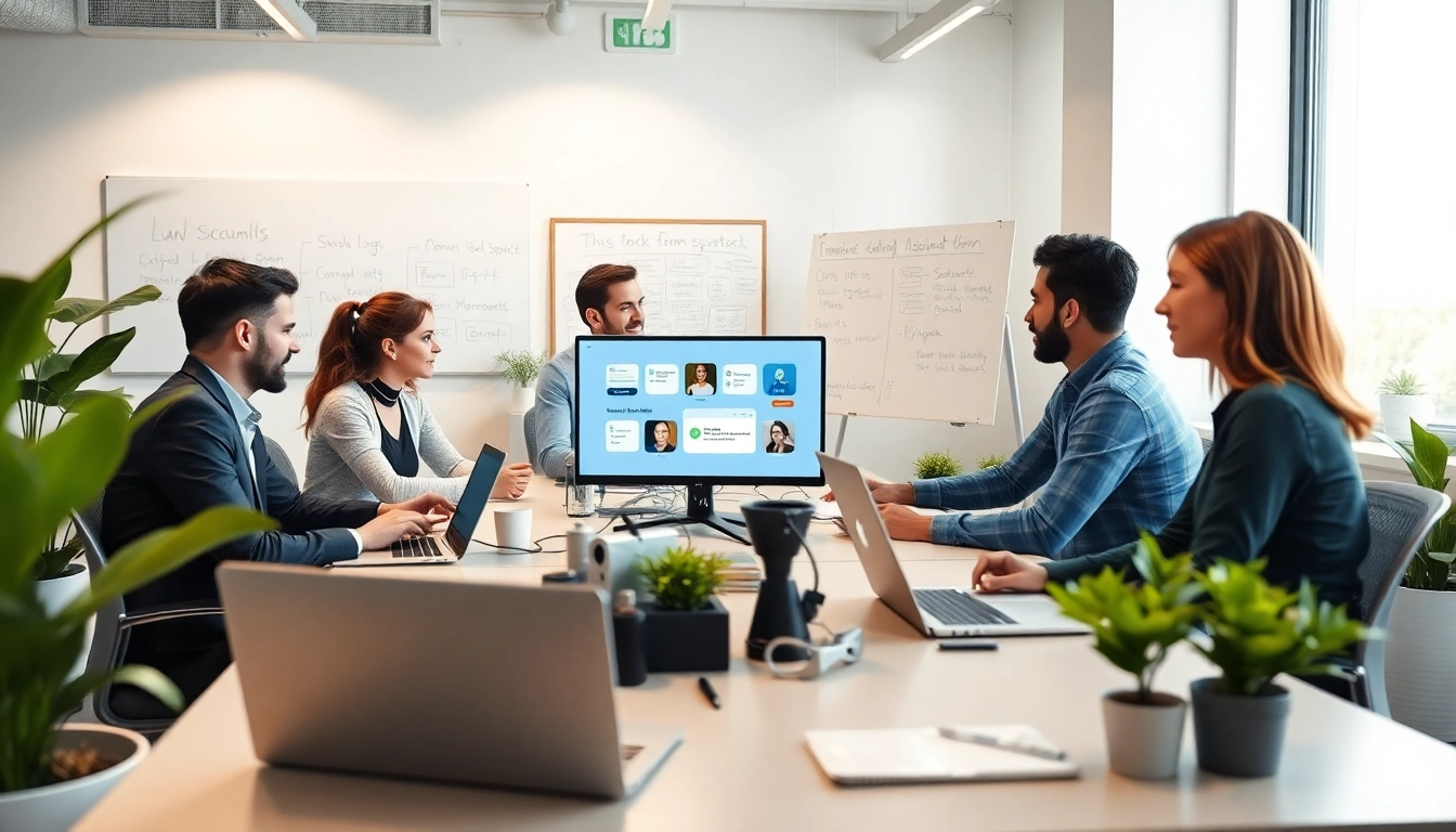 Enhance productivity with enterprise assistant saas displayed in an energetic office environment.