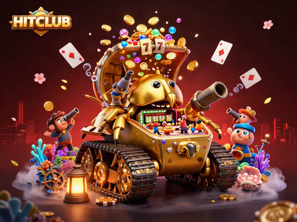 Bet on exciting wins at HITCLUB with a vibrant, themed casino illustration showcasing immersive gaming