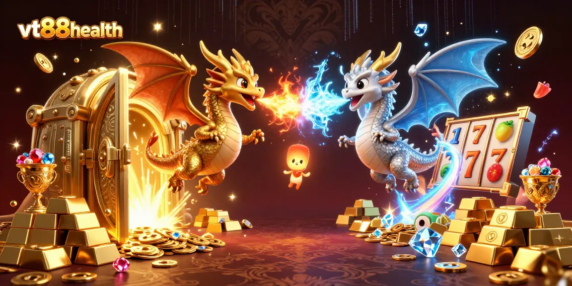 Engage with the slots experience at vt88health, featuring dragons, treasures, and vibrant casino elements.