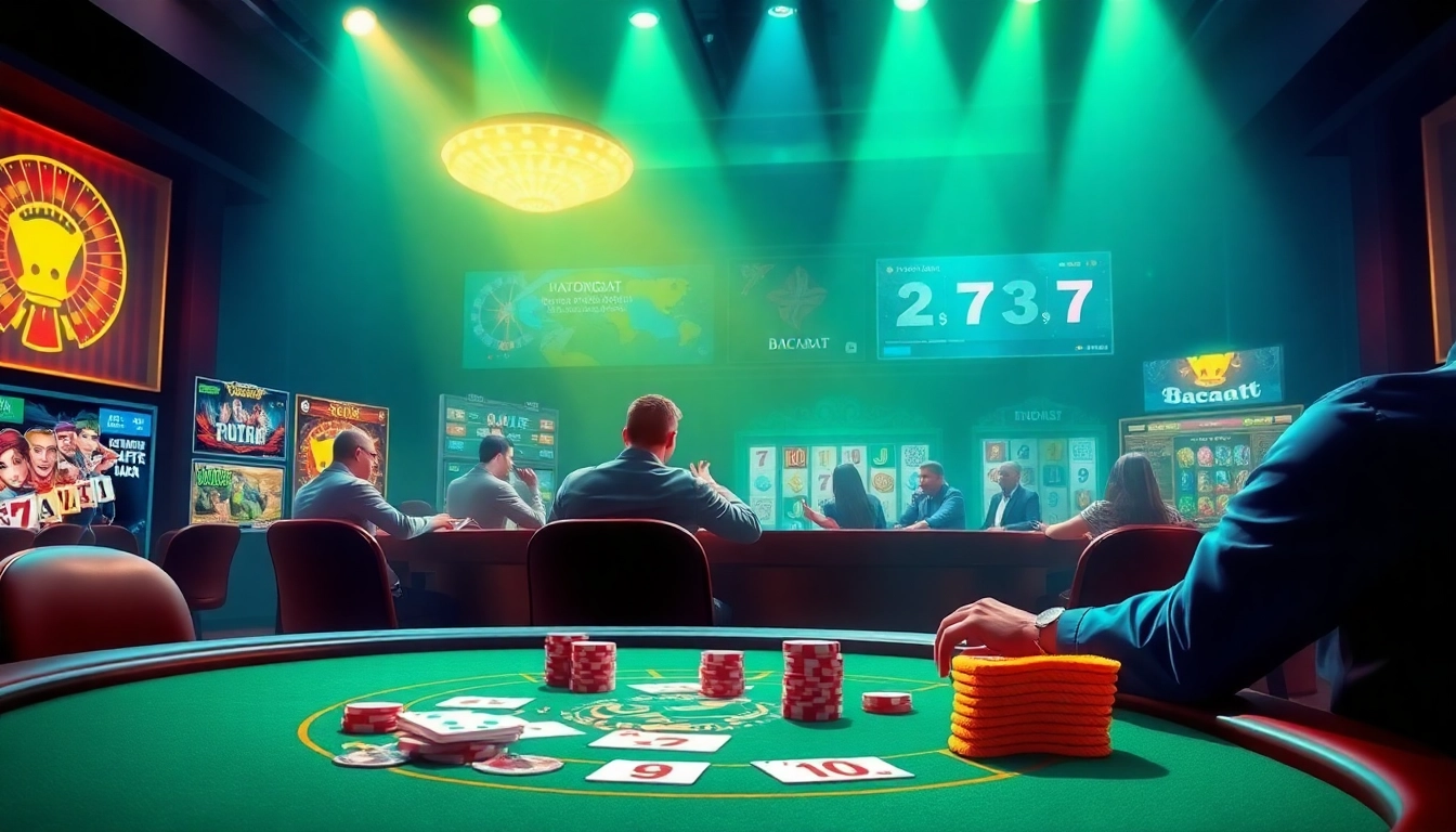 Exciting scene depicting online gambling with the 789f link, showcasing vibrant casino games and interactive players.