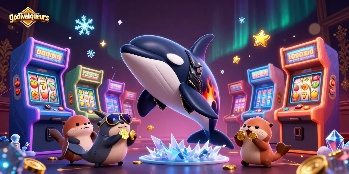 godivaliqueurs featuring playful sea creatures in a vibrant casino-themed digital illustration