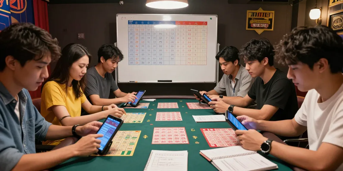 Analisis angka untung dengan teman-teman di meja togel, penuh semangat dan alat prediksi.