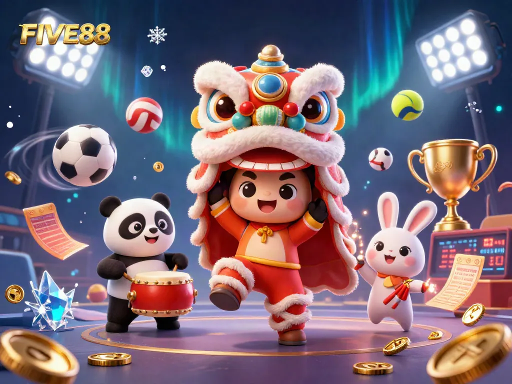 Experience the thrill of winning at FIVE88 with vibrant casino characters and dynamic game elements.