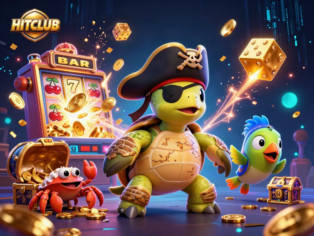 Win big with HITCLUB's vibrant casino adventure featuring exciting slot machines and treasure.