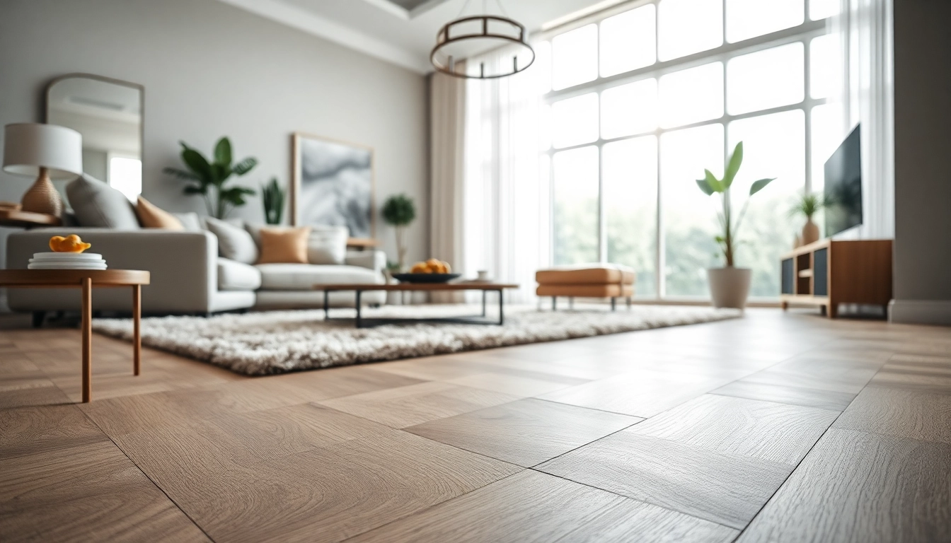 LVP flooring in a modern living room, showcasing elegance and durability with natural lighting.