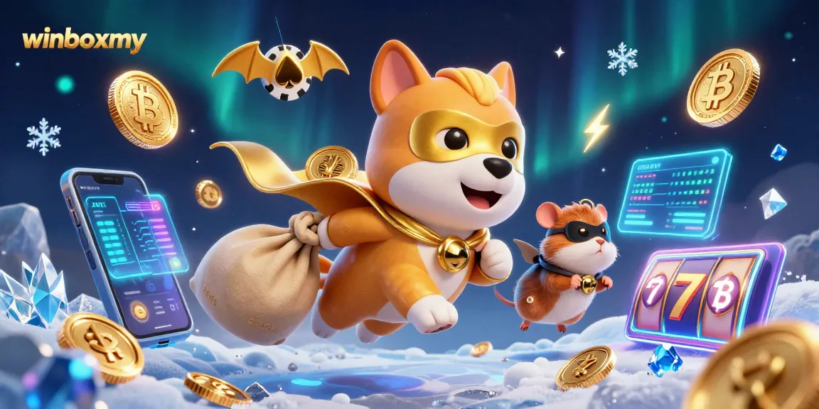 Experience winboxmy excitement with vibrant gameplay, showcasing gold coins and slot reels.