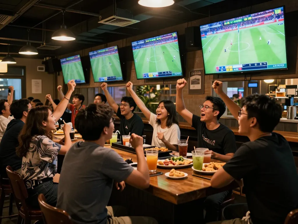 Cà Khịa TV showcases live football action in an exciting sports bar environment
