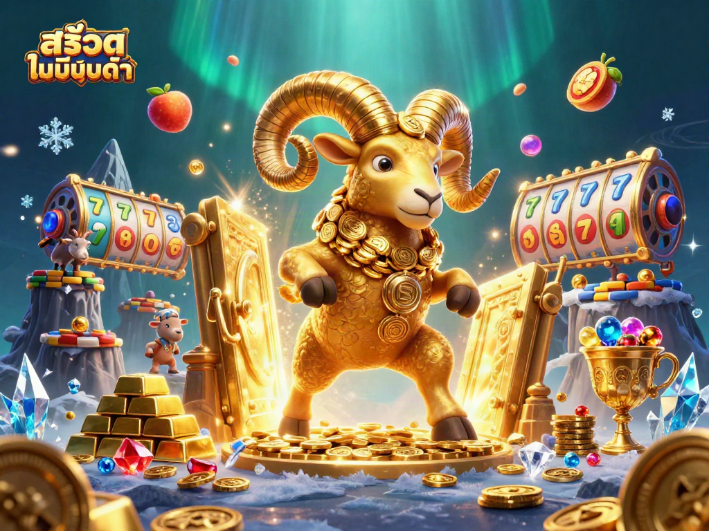 Experience สล็อตไม่มีขั้นต่ำ with dynamic slot reels, golden treasures, and animated winnings.