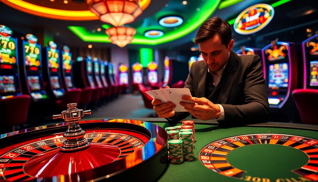 Vivez l'excitation d'un casino fiable en ligne avec des jetons de poker, de la roulette et des machines à sous dans un cadre luxueux.