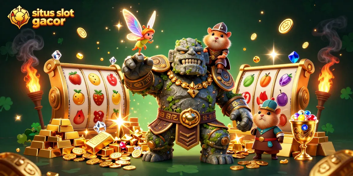 Engage in excitement with situs slot gacor symbols and characters in a dazzling casino scene.
