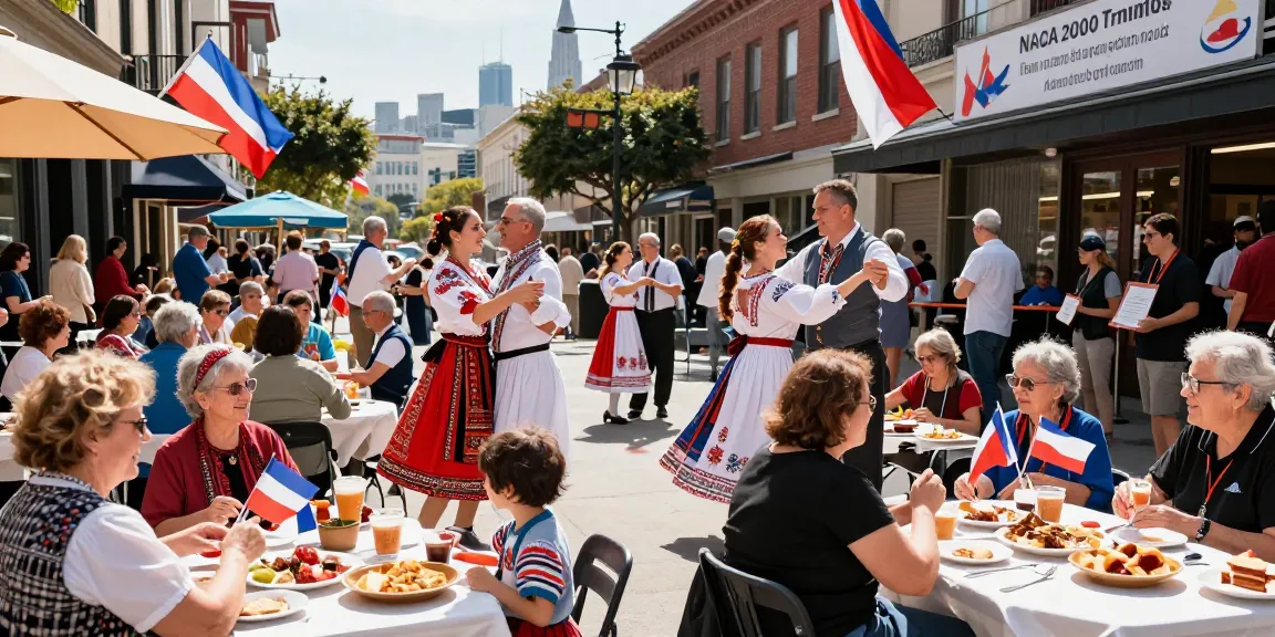 Polish community gathering in San Francisco celebrating heritage at https://www.sfpol.com/ with traditional food and dance.