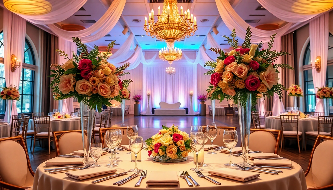 Explore this stunning Wedding Event Space Jacksonville showcasing elegance with floral decor and luxurious details.