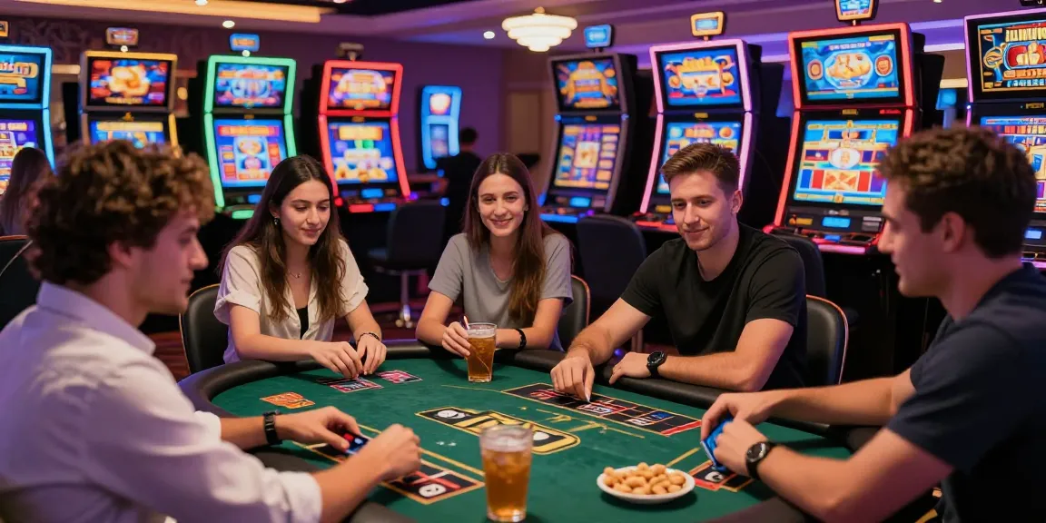 Players enjoying the thrill of online casinos that accept credit cards, engaging in games with a vibrant atmosphere.