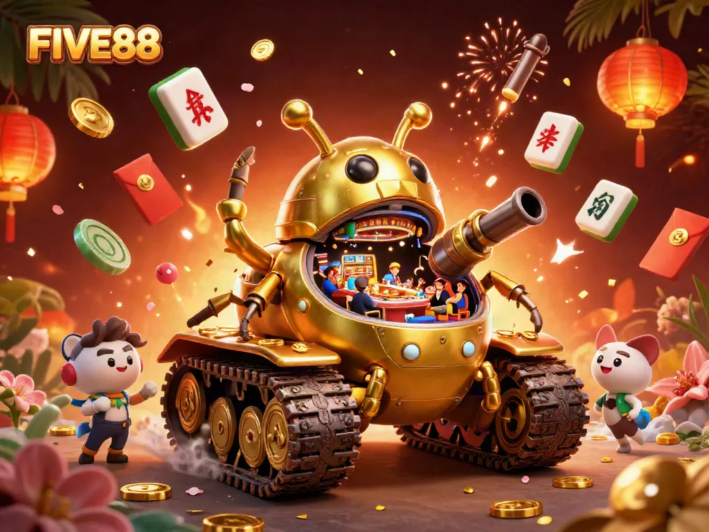 Experience vibrant gaming with FIVE88's golden beetle casino tank featuring dynamic action and fun.