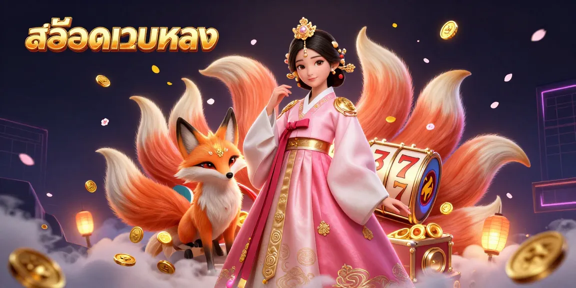 Win big with สล็อตเว็บตรง in this vibrant 3D gaming scene featuring lucky symbols and golden showers.