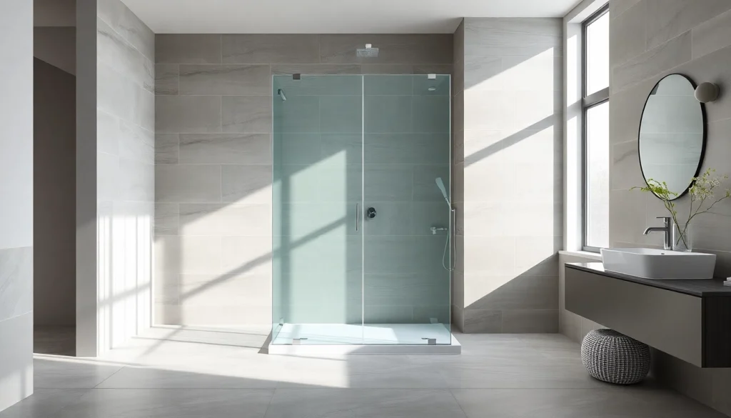 Admire la paroi de douche 150x200 en verre transparent, idéale pour salle de bains modernes.