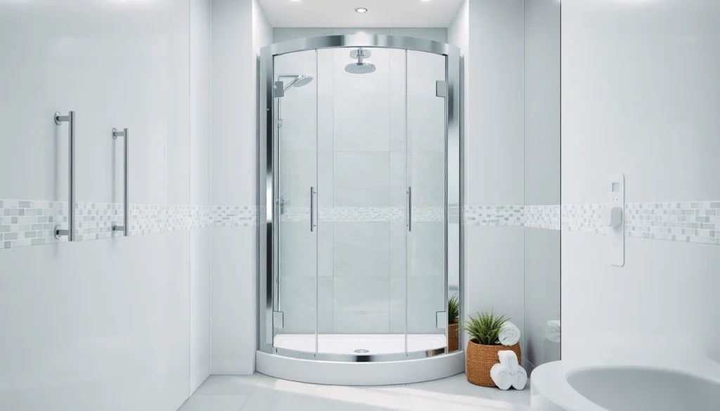 Sonni Duschkabine in einer eleganten Badezimmerumgebung mit modernen Glas- und Chromakzenten.