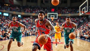 nba중계를 포착한 농구 경기의 역동적인 순간