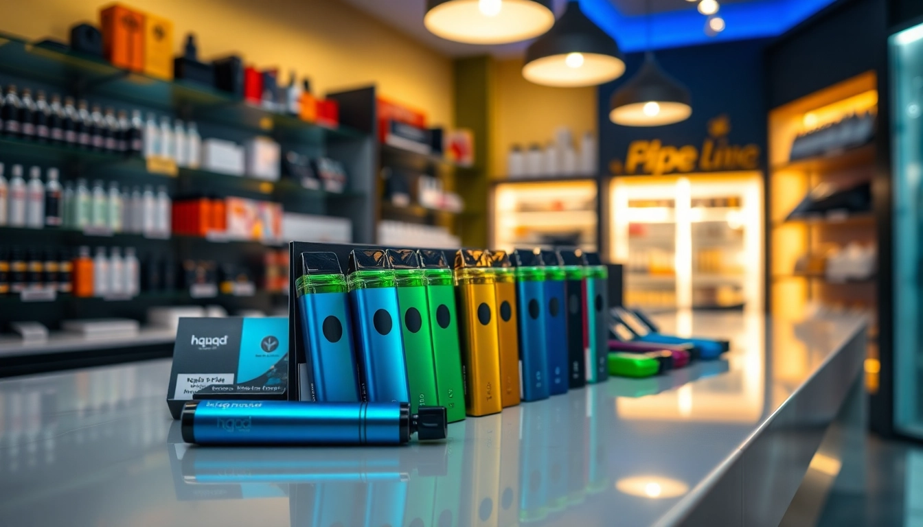 Genieße die Auswahl an hqd pods, die auf einem modernen Theken präsentiert werden.