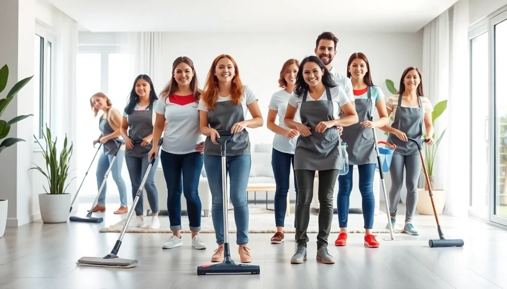 Cleaning Service team members engaged in professional cleaning tasks in a bright, pristine home.