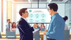 카드깡의 개념을 설명하는 금융 자문과 관심 있는 청중을 보여주는 장면