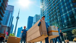 Best Toronto Movers efficiently transporting furniture in vibrant Toronto neighborhood.