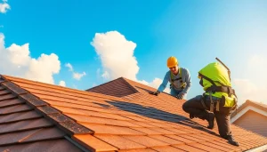 Engaging skilled roofer performing Professional roofing services on a residential home.